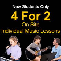 4 For 2 New Student Offer - On Site Individual Lessons (All Instruments)